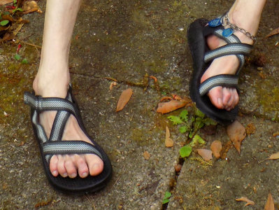 Feet in Strappy Sandals